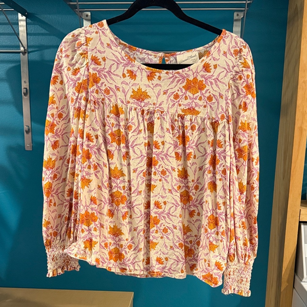 Universal Thread Orange and Pink Floral Blouse